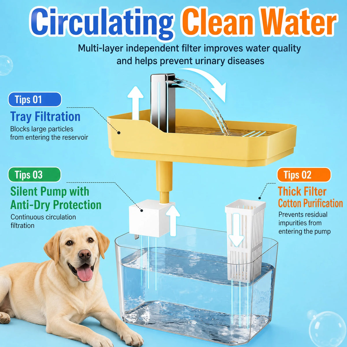 GIOVORA Pet Water Fountain